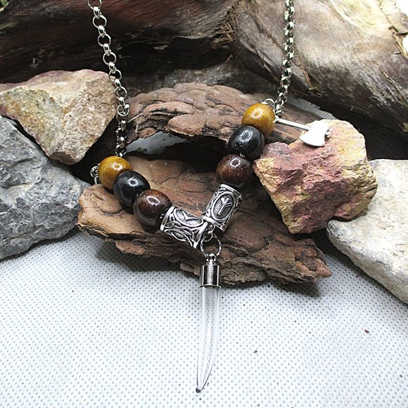 VIKING CREMATION HORN TOOTH PENDANT NECKLACE - Picture 4 of 10